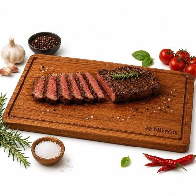Tábua de Corte Extra Grande para Carne Madeira Teca Canaleta para Líquidos Cozinha Gourmet