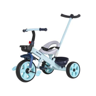 Triciclo Infantil com Pedal e Empurrador Azul Unitoys 02 Cestinhas