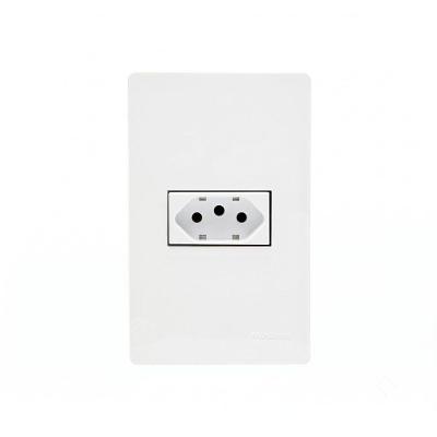 Tomada Infiniti 2P+T 10A com Placa e Suporte 4x2 Bivolt Branco Margirius