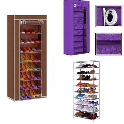 Sapateira Grande 8 Prateleiras Organizador com Ziper e Tampa Guarda Roupa Off White