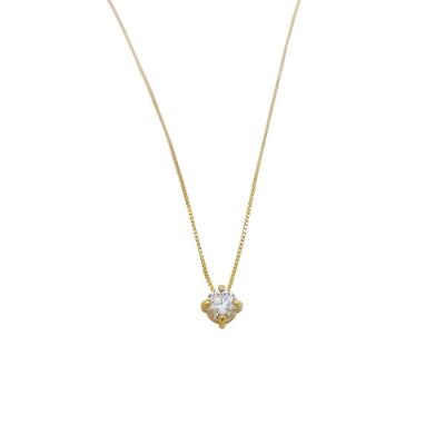 Gargantilha Ouro 18k Ponto De Luz Zircônia L 6
