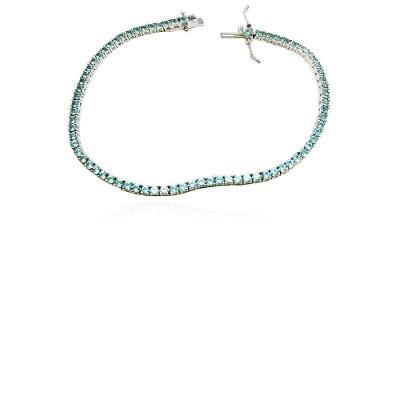 Pulseira Prata Riviera Zircônia Verde Vd 172