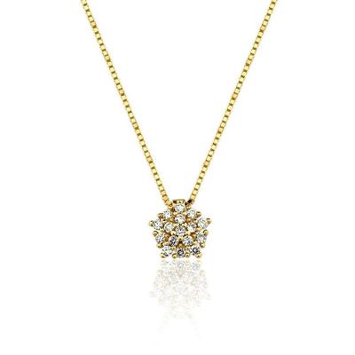 Gargantilha Ouro 18k Amarelo Clássica Diamante L 23.4