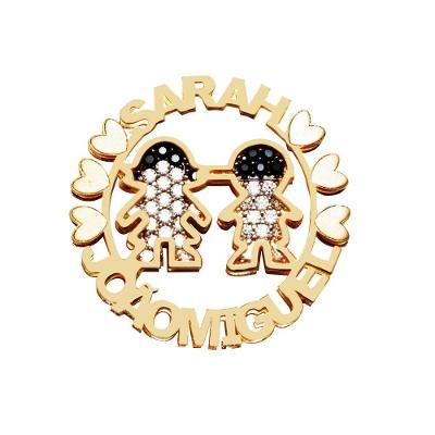 Pingente Mandala 1 Menino E 1 Menina Prata Banho De Ouro Sarah E João Miguel Vd 219