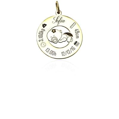 Pingente Em Ouro 18k Com Dados Do Bebê L 16