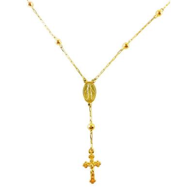 Gargantilha Terço Em Ouro Amarelo 18k L 10