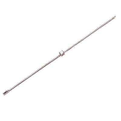 Pulseira Riviera Prata Com Pedra Maior No Centro Vd 162