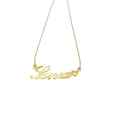 Gargantilha Ouro Amarelo 18k Nome Manuscrito L 14