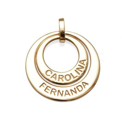 Pingente 2 Elos Personalizados Carolina Fernanda Em Prata Banho De Ouro Vd 75