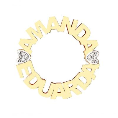Pingente Mandala Com Nomes Corações Cravejados Amanda Eduarda Vd 199