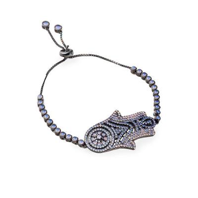 Pulseira Prata Mão Mística Com Nano Opalas Vd 340