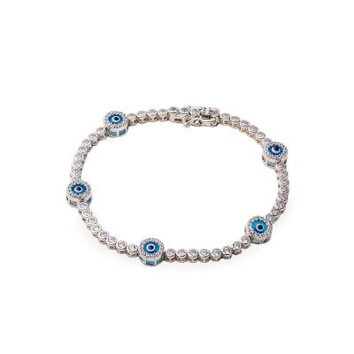 Pulseira Prata Estilo Riviera Com Olho Grego Vd 230