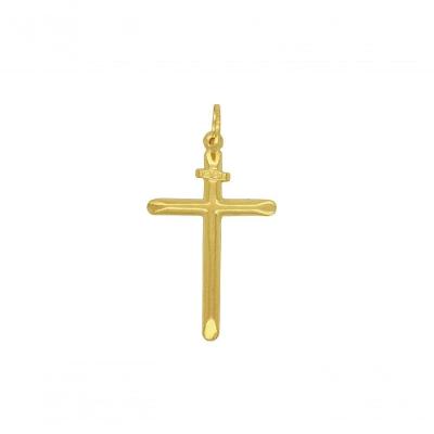 Pingente Ouro Cruz Média Inri Meia Cana L 3.1