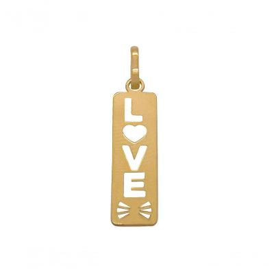 Pingente Ouro Placa Retangular Love L 3.2