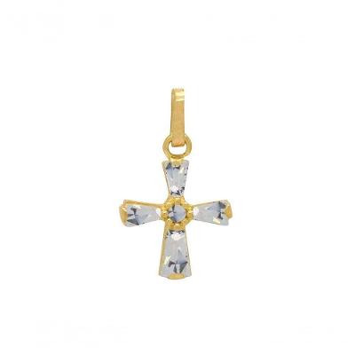 Pingente Ouro Cruz Com Zircônias L 2.5