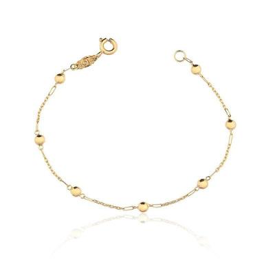Pulseira Infantil Bolinhas Ouro Amarelo 18k L 3.9