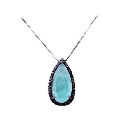 Gargantilha Prata Gota Com Rhodium Negro Vd 94