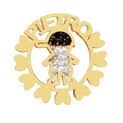 Pingente Mandala 1 Menino Prata Banho De Ouro Nome Pietro Vd 190