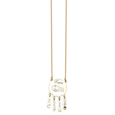 Gargantilha Dados Do Bebê Em Prata Com Banho De Ouro Vd 120