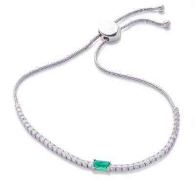 Pulseira Prata Riviera Com Esmeralda Vd 133