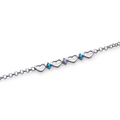 Pulseira Prata Corações Vazados Vd 48.5