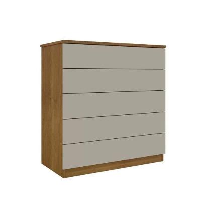 Cômoda Premium 5 Gavetas MDF Cinamomo e Off White Tcil Móveis