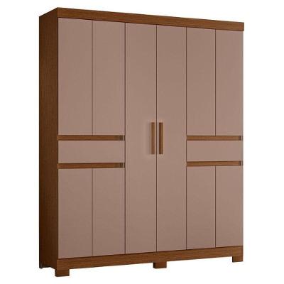 Guarda Roupa Casal Olimpia 10 Portas Giratórias 2 Gavetas MDP Nogueira Capuccino Albatroz Móveis
