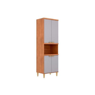 Paneleiro de Cozinha Elena 4 Portas 2 Prateleiras MDF 70CM Cinza Platina MGM