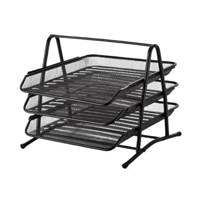 Organizador de Documentos com 3 Bandejas Deslizantes Metal Aramado Inox