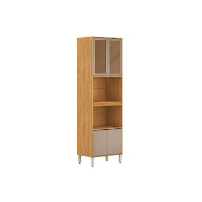 Paneleiro de Cozinha Plena 4 Portas 1 Prateleira MDF 70CM Cinamon e Nude