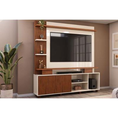 Rack com Painel para TV 65 Pol Horus 224CM MDF-MDP com Nichos Off White DJ Móveis