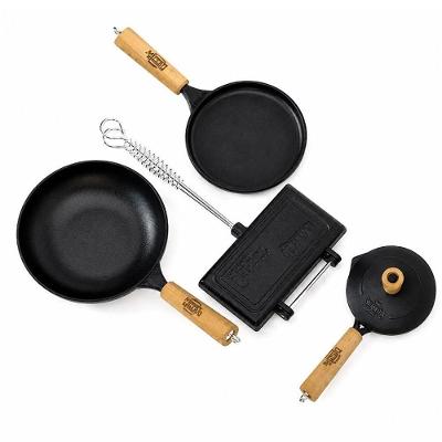Kit Café da Manhã 4 Peças Ferro Fundido Antiaderente 0,3L e 0,8L Panela Mineira