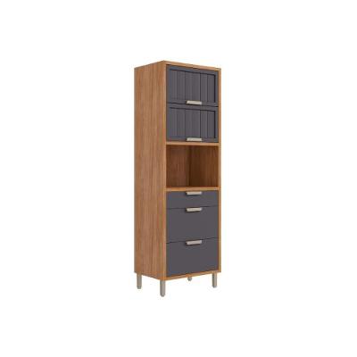 Paneleiro Simples Estela 3 Portas 2 Gavetas MDF 70CM Cinamomo Titanium MGM