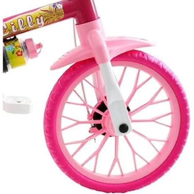 Bicicleta Infantil Flower Lilly Aro 12 Freio Simples com Rodinhas Rosa 12"