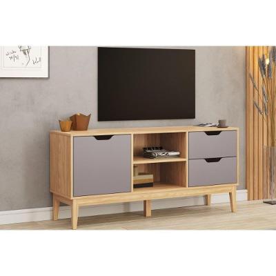 Rack Bancada para TV 55 Pol MB 1096 136CM MDP Cinza Movelbento