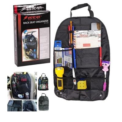 Organizador de Carro para Banco Traseiro com Porta-Treco e Porta-Água Multiuso Preto 60CM