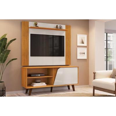 Rack com Painel para TV 50" 120CM MDF-MDP com Nicho Cedro-Bali DJ Móveis