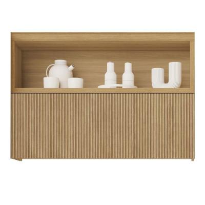 Armário Aéreo Marquesa 120CM 1 Porta Basculante MDF Marrom com Nicho Nesher Móveis
