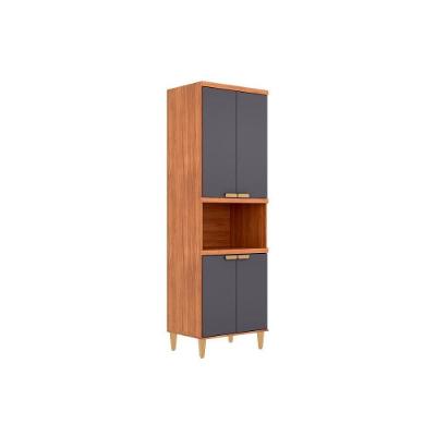 Paneleiro de Cozinha Elena 4 Portas MDF 70CM Cinamomo e Titanium MGM