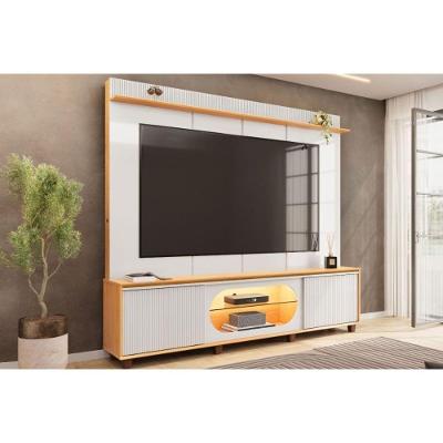 Rack com Painel para TV 75 Pol Maia 208CM MDF MDP LED Amadeirado DJ Móveis