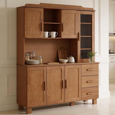 Armário de Cozinha Lorie F06 6 Portas 3 Gavetas Madeira Maciça 155CM Café