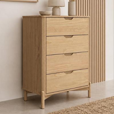 Cômoda Benton F06 4 Gavetas Madeira Maciça Puxador Canelado Lyam Decor