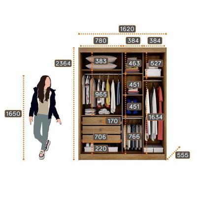 Guarda Roupa Solteiro Toledo 2 Portas 3 Gavetas Cumaru 25 Fendi