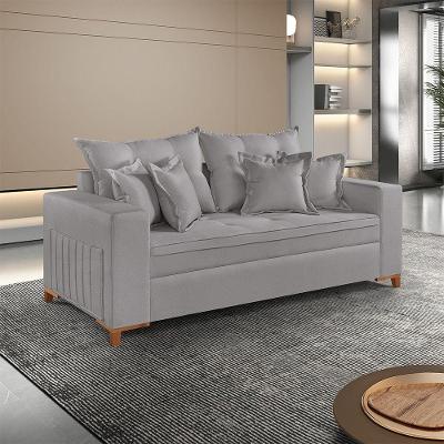 Sofá Martins M-205 Linho 200cm Living Estofados Martins Linho Cinza