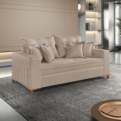 Sofá Martins M-205 Linho 200cm Living Estofados Martins Linho Bege Mesclado