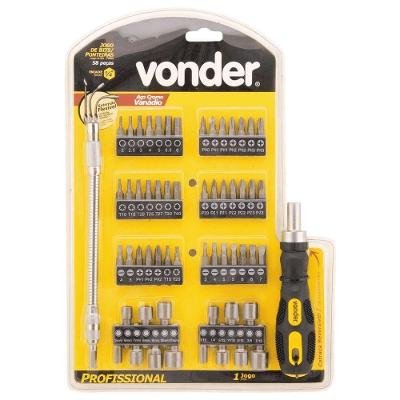 Jogo de Bits-Ponteiras 35.38.580.000 Encaixe 1/4" com Acessórios Bivolt Vonder 58PEÇAS