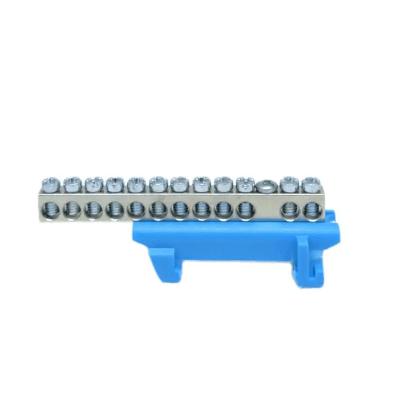 Barramento Neutro Terra BN-12A 12 Furos 80A Azul Cemar para Condutores Ate 16mm2