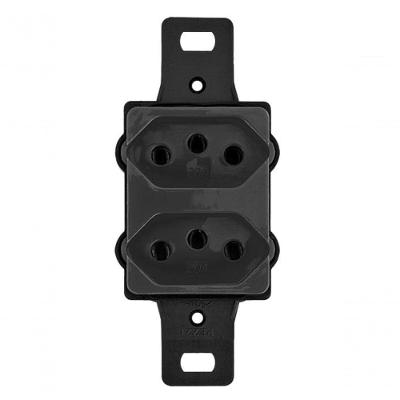 Conjunto Embutir sem Placa para Condulete 10018-2 Tomadas 2P+T NBR14136 Preto Pezzi Bivolt