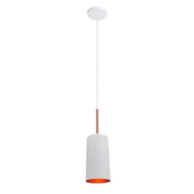 Pendente Alumínio Buque 1 Lâmpada E27 Branco com Cobre Itamonte Iluminação 12CM