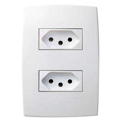 Tomada 2 Tomadas 2P+T com Placa para Energia 10A Branco Bivolt 615075 Pial